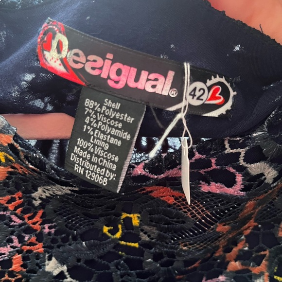 Desigual Lace Dress Hidden Zipper Sz 42 (Sz 6) - Picture 3 of 6